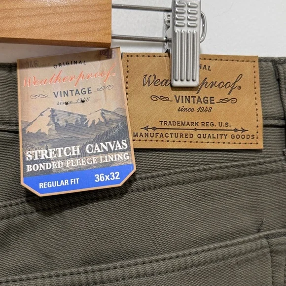 NWT Weatherproof Vintage Flannel Lined Jeans Men’s 36/32 Green Winter Warm Pants - Picture 4 of 6